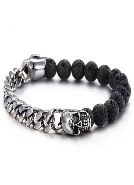 volcanic stones with gold color stainless steel skull bracelets bangles curb cuban link chain bracelet biker man wristband3617034, Black
volcanic stones with gold color stainless steel skull bracelets bangles curb cuban link chain bracelet biker man wristband3617034, Black