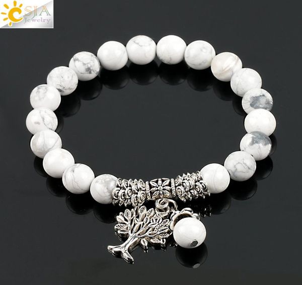 csja fashion round white turquoise howlite real stone mala beads tree of life bracelets for women yoga healing power energy bracel9782432, Black
csja fashion round white turquoise howlite real stone mala beads tree of life bracelets for women yoga healing power energy bracel9782432, Black