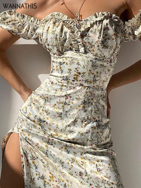 two piece dress wannathis summer floral off shoulder puff sleeve maxi for woman robe lace up side split chic midcalf aesthetic 23412, White
two piece dress wannathis summer floral off shoulder puff sleeve maxi for woman robe lace up side split chic midcalf aesthetic 23412, White