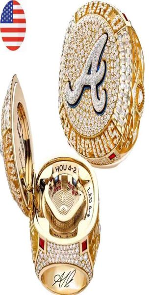 6 player name soler man albies 2021 2022 world series baseball braves team championship ring with wooden display box souvenir 2559478, Golden;silver
6 player name soler man albies 2021 2022 world series baseball braves team championship ring with wooden display box souvenir 2559478, Golden;silver