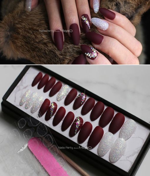 matte flash art nails box match press on nails burgundy ab rhinestone fasle nails stiletto with adhesive tabs select1106087, Red;gold
matte flash art nails box match press on nails burgundy ab rhinestone fasle nails stiletto with adhesive tabs select1106087, Red;gold