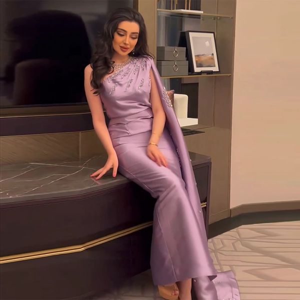 2023 arabic one shoulder lilac dubai evening dresses with cape elegant ankle length women prom party formal gowns robe de soire, Black;red
2023 arabic one shoulder lilac dubai evening dresses with cape elegant ankle length women prom party formal gowns robe de soire, Black;red