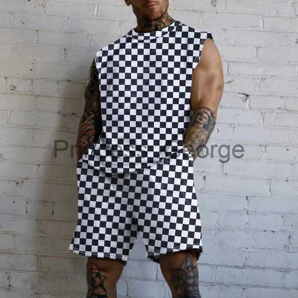 men's tracksuits classic plaid printed men's two piece sets 2023 summer casual o neck sleeveless t shirt and shorts suits men clot, Gray
men's tracksuits classic plaid printed men's two piece sets 2023 summer casual o neck sleeveless t shirt and shorts suits men clot, Gray