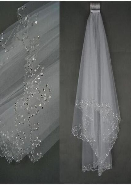 shiny handmade beaded sequined edge wedding veils 2 layers short tulle whiteivory bridal veils 2019 selling4426363, Black
shiny handmade beaded sequined edge wedding veils 2 layers short tulle whiteivory bridal veils 2019 selling4426363, Black