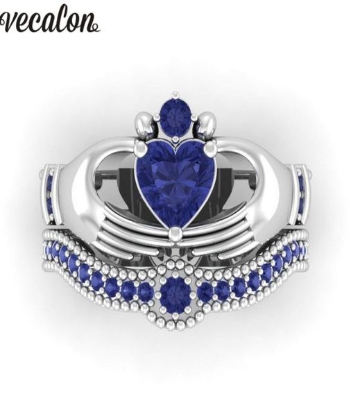 vecalon lovers blue birthstone claddagh ring 5a zircon cz white gold filled engagement wedding band ring set for women men gift7589152, Slivery;golden
vecalon lovers blue birthstone claddagh ring 5a zircon cz white gold filled engagement wedding band ring set for women men gift7589152, Slivery;golden