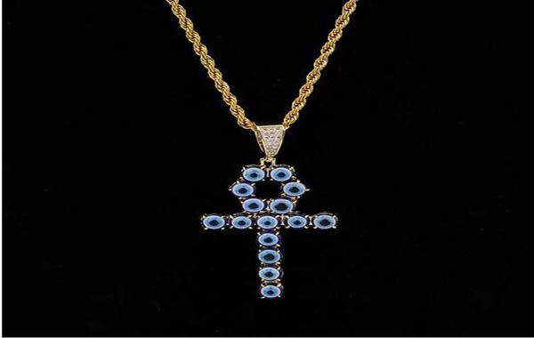 blue color egyptian ankh key of life necklace 18k gold plated copper cross pendant cubic zirconia hip hop jewelry7663957, Silver 
blue color egyptian ankh key of life necklace 18k gold plated copper cross pendant cubic zirconia hip hop jewelry7663957, Silver