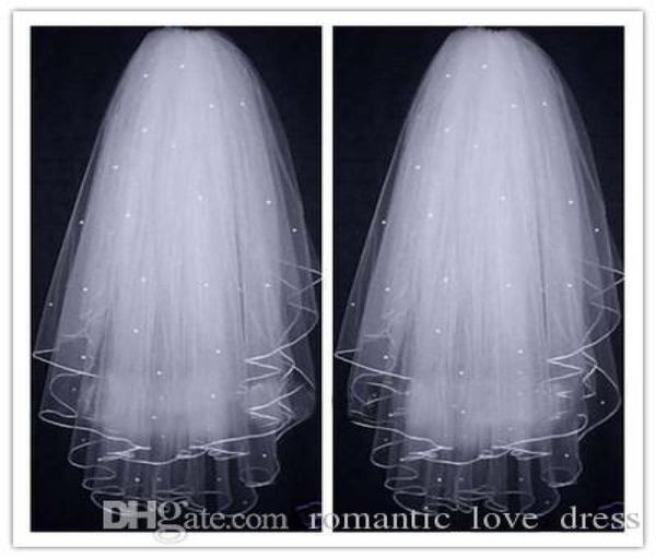 white ivory 3 layers short wedding veils with perals matched comb ribbon edge tulle 2019 selling new bridal accessories 6757617, Black
white ivory 3 layers short wedding veils with perals matched comb ribbon edge tulle 2019 selling new bridal accessories 6757617, Black