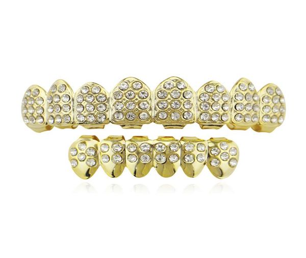 new rhinestone iced out gold teeth grills bottom grills halloween hiphop tooth grilz cosplay teeth caps jewelry9966081, Black