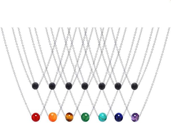 double layers stainless steel chian 10mm natural 7 chakras stone 8mm black lava bead aromatherapy essential oil diffuser necklace3541523, Silver
double layers stainless steel chian 10mm natural 7 chakras stone 8mm black lava bead aromatherapy essential oil diffuser necklace3541523, Silver