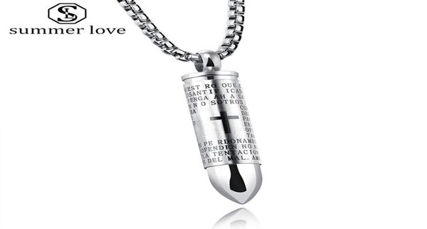 stainless steel bullet pendant necklace for men creative religion engraved cross lord bible prayer necklace personality unscrewed 3131849, Silver
stainless steel bullet pendant necklace for men creative religion engraved cross lord bible prayer necklace personality unscrewed 3131849, Silver