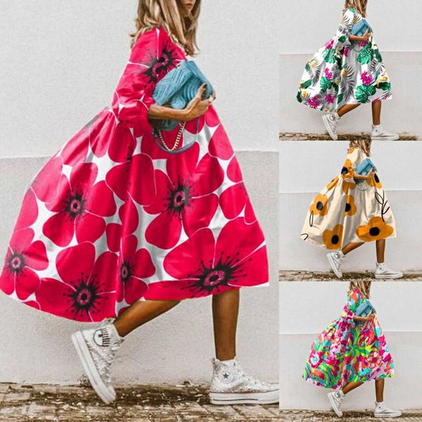 floral print women a-line dresses sping summer fashion o neck loose office party dresses casual half sleeved boho beach dress, Black;gray
floral print women a-line dresses sping summer fashion o neck loose office party dresses casual half sleeved boho beach dress, Black;gray