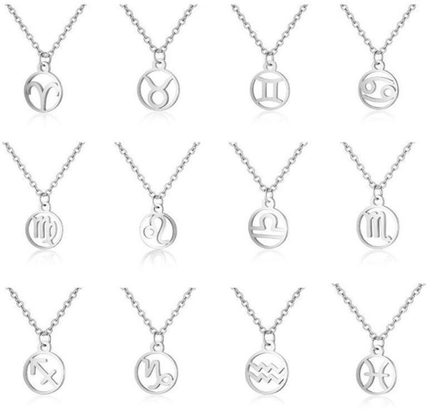 12 zodiac signs pendant necklaces stainless steel constellation necklaces women fashion choker new 3511511, Silver
12 zodiac signs pendant necklaces stainless steel constellation necklaces women fashion choker new 3511511, Silver