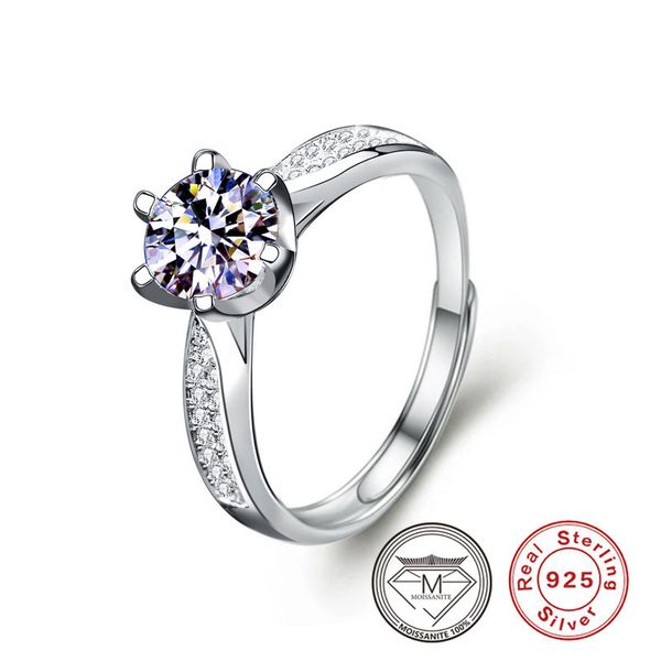 925 sterling silver moissanite rings 6 prong set solitaire rings with sided stone adjustable size women fashion wedding engagement ring jewe
925 sterling silver moissanite rings 6 prong set solitaire rings with sided stone adjustable size women fashion wedding engagement ring jewe