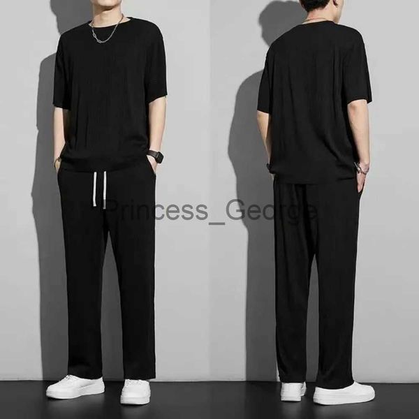 men's tracksuits 2023 elastic louver loose ice silk shortsleeved sports twopiece set summer leisure and comfortable home suit sportswea, Gray
men's tracksuits 2023 elastic louver loose ice silk shortsleeved sports twopiece set summer leisure and comfortable home suit sportswea, Gray