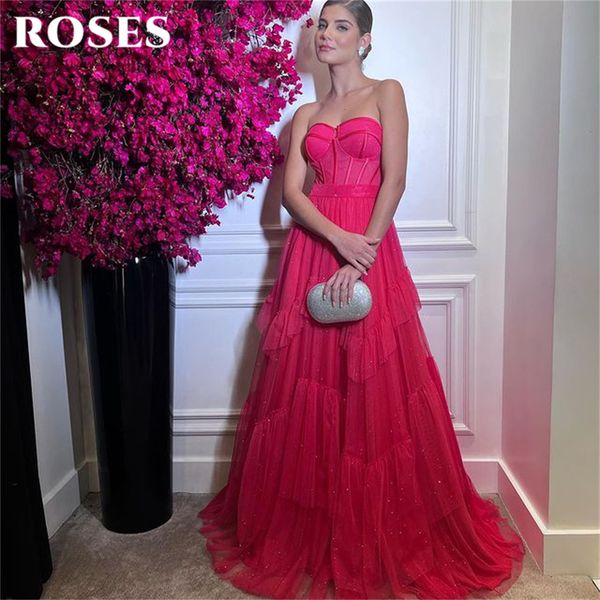 urban dresses roses a line pink long party dress sweetheart neck vintage night tiered pleat charming celebrity vestidos de fiesta 230627, White;black 
urban dresses roses a line pink long party dress sweetheart neck vintage night tiered pleat charming celebrity vestidos de fiesta 230627, White;black