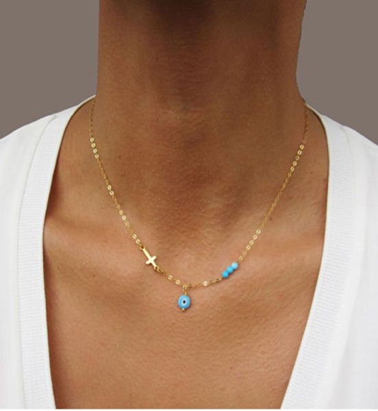 charms silver gold color chain evil eye cross choker necklace for women boho fashioin blue beads necklace jewelry colar1219478
charms silver gold color chain evil eye cross choker necklace for women boho fashioin blue beads necklace jewelry colar1219478
