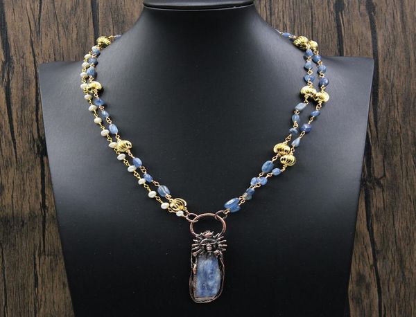 guaiguai jewelry 2 strands cultured white pearl blue kyanite chain statement necklace rough raw kyenite pendant 22quot for lady 5619513, Silver
guaiguai jewelry 2 strands cultured white pearl blue kyanite chain statement necklace rough raw kyenite pendant 22quot for lady 5619513, Silver