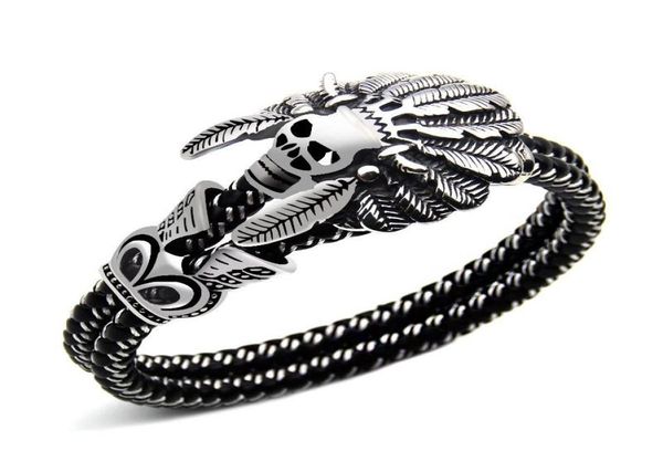 fashion jewelry double leather bracelet casual personality rock punk titanium steel skull bracelet for men 2018 new 1128046, Golden;silver
fashion jewelry double leather bracelet casual personality rock punk titanium steel skull bracelet for men 2018 new 1128046, Golden;silver