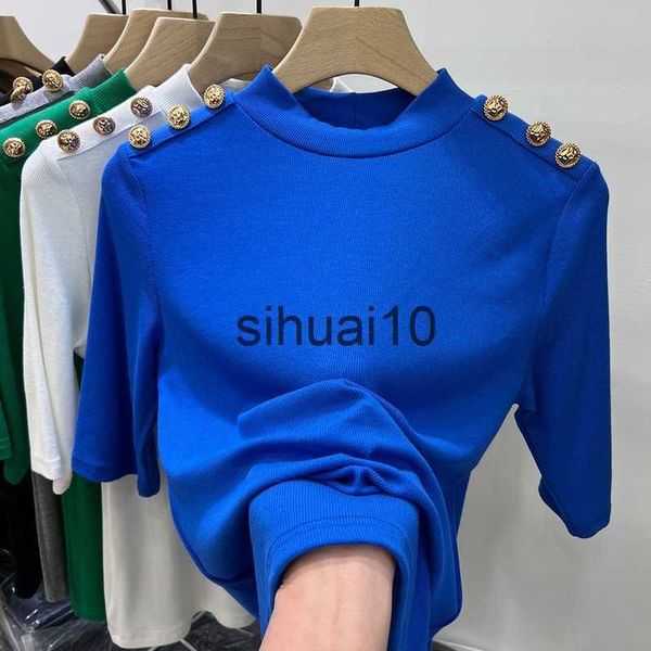 women's t-shirt fashion women's t-shirt green blue summer button o-neck t-shirts korean style temperament slim fit women's sh, White
women's t-shirt fashion women's t-shirt green blue summer button o-neck t-shirts korean style temperament slim fit women's sh, White
