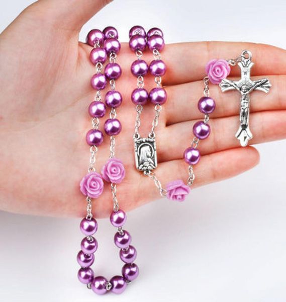 charm necklaces purple imitation pearl rose catholic rosary necklace cross virgin religious necklace christmas gift4316874, Silver
charm necklaces purple imitation pearl rose catholic rosary necklace cross virgin religious necklace christmas gift4316874, Silver