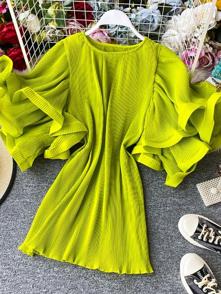 women's blouses summer women pleated blouse vintage o-neck double layer ruffle short sleeve draped shirt female purple/green/white m83
women's blouses summer women pleated blouse vintage o-neck double layer ruffle short sleeve draped shirt female purple/green/white m83
