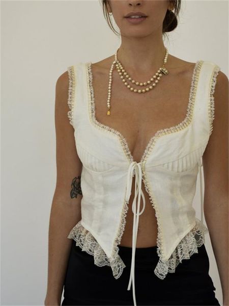women's tanks camis chronstyle y2k women floral lace patchwork vest sleeveless low-cut tie-up chest vintage summer camis irregular hem, White
women's tanks camis chronstyle y2k women floral lace patchwork vest sleeveless low-cut tie-up chest vintage summer camis irregular hem, White