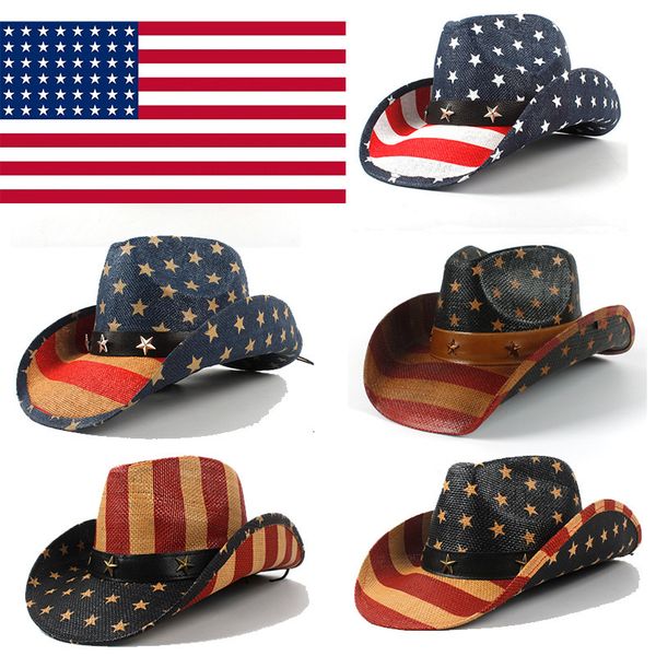 cloches summer classic american flag cowboy hats for men wide brim usa cowgirl chapeau homme cap usa flag straw cowboy hat drop 230627, Blue;gray
cloches summer classic american flag cowboy hats for men wide brim usa cowgirl chapeau homme cap usa flag straw cowboy hat drop 230627, Blue;gray