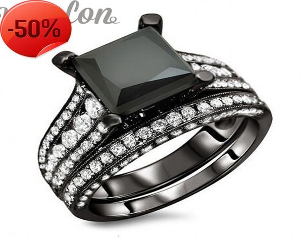 vecalon trendy wedding band ring set for women 4ct black cz diamond ring 10kt blimulated diamond gold filled female party6490999, Slivery;golden 
vecalon trendy wedding band ring set for women 4ct black cz diamond ring 10kt blimulated diamond gold filled female party6490999, Slivery;golden
