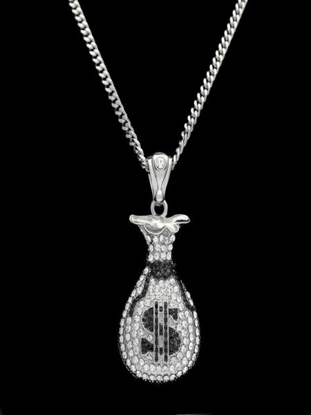 hip hop gold silver cash money bag pendant for men women bling crystal dollar charm necklace with cuban chain jewelry7756892
hip hop gold silver cash money bag pendant for men women bling crystal dollar charm necklace with cuban chain jewelry7756892