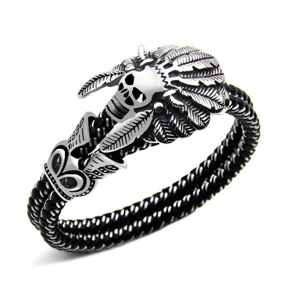 fashion jewelry double leather bracelet casual personality rock punk titanium steel skull bracelet for men 2018 new 3964326, Golden;silver
fashion jewelry double leather bracelet casual personality rock punk titanium steel skull bracelet for men 2018 new 3964326, Golden;silver