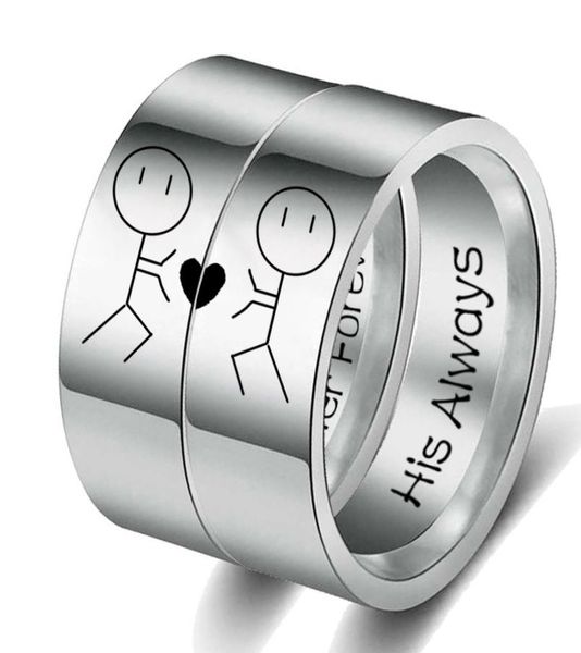 his always her forever couple ring simple wedding engagement lovers rings valentine039s present1981743, Silver