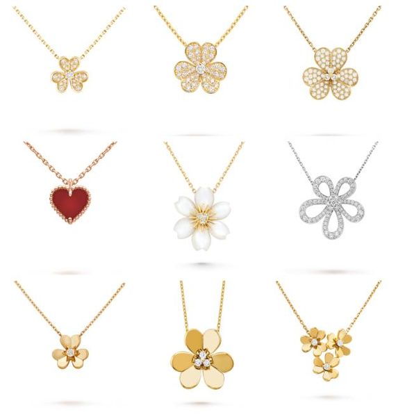 necklaces pendants 2021 4four leaf clover camellia pendant clavicle chain necklace with diamonds rose gold fashion classic for9958549, Silver 
necklaces pendants 2021 4four leaf clover camellia pendant clavicle chain necklace with diamonds rose gold fashion classic for9958549, Silver