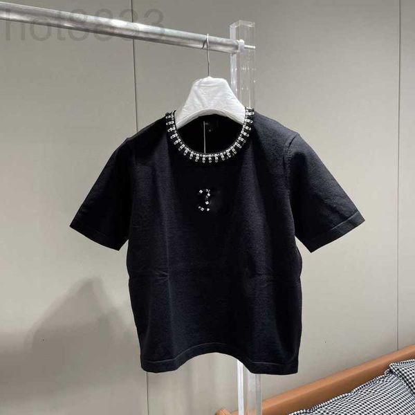 women's knits & tees designer 23 summer new temperament reduced age heavy industry nail bead round neck short sleeve knit 6u1r, White
women's knits & tees designer 23 summer new temperament reduced age heavy industry nail bead round neck short sleeve knit 6u1r, White