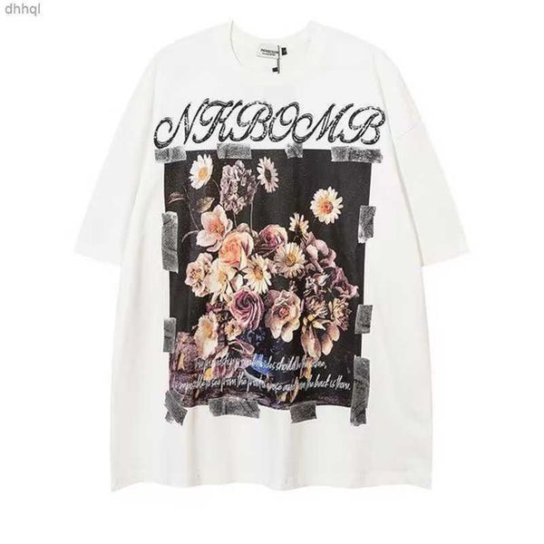 trendy retro floral print short sleeved t-shirt for men and women, ins european and american hip-hop oversize street top, White;black
trendy retro floral print short sleeved t-shirt for men and women, ins european and american hip-hop oversize street top, White;black