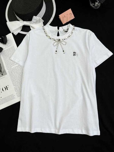 women's t-shirt designer 23 summer new girls' sweet, cute, playful age reducing rhinestone bow neckband short sleeve t-shirt 7z6a, White
women's t-shirt designer 23 summer new girls' sweet, cute, playful age reducing rhinestone bow neckband short sleeve t-shirt 7z6a, White