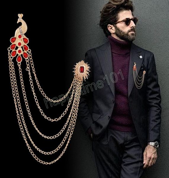 retro brooch pin for men suit peacock tassel collar pins with chain shirt crystal corsage luxury jewelry accessories9273124, Gray
retro brooch pin for men suit peacock tassel collar pins with chain shirt crystal corsage luxury jewelry accessories9273124, Gray