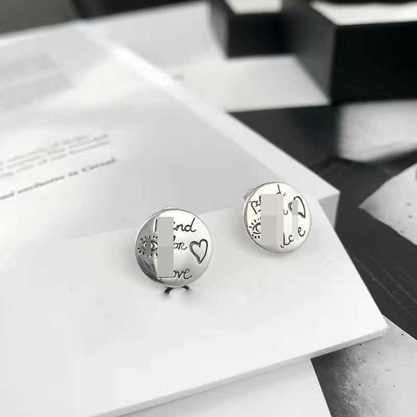 sterling silver love fearless round fashion trendsetter versatile family earrings not allergic, Golden 
sterling silver love fearless round fashion trendsetter versatile family earrings not allergic, Golden