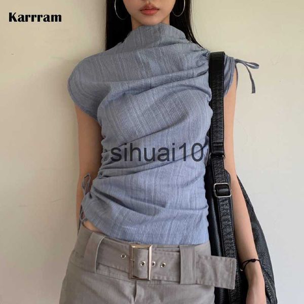 women's t-shirt karrram korean fashion irregular grunge slim sleeveless t-shirt shirring kpop chic designer clothes vintage streetwear, White
women's t-shirt karrram korean fashion irregular grunge slim sleeveless t-shirt shirring kpop chic designer clothes vintage streetwear, White