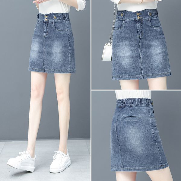 fashionable denim short skirts women summer new half skirt korean edition elastic waist slim spring wrap hip skirt, Black
fashionable denim short skirts women summer new half skirt korean edition elastic waist slim spring wrap hip skirt, Black