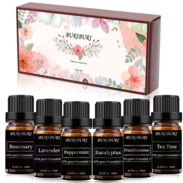 buriburi pure essential oil set - 6 aromatherapy - 10ml (lavender, eucalyptus, peppermint, tea tree, rosemary, frankincense)
buriburi pure essential oil set - 6 aromatherapy - 10ml (lavender, eucalyptus, peppermint, tea tree, rosemary, frankincense)