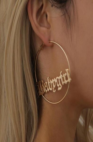 new punk exaggerated geometric big round circle hoop earrings statement letter babygirl loop earrings for women jewelry6662889, Silver
new punk exaggerated geometric big round circle hoop earrings statement letter babygirl loop earrings for women jewelry6662889, Silver