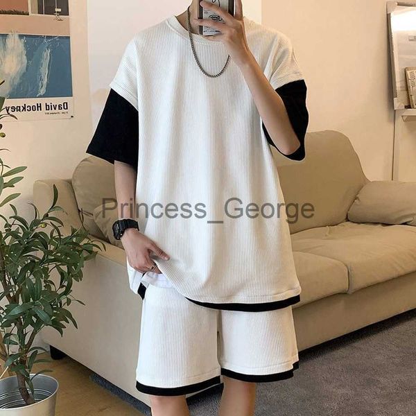 men's tracksuits 2 piece set men patchwork loose fit tracksuit short sleeve jogging suit streetwear korean fashion clothing 2022 summer, Gray
men's tracksuits 2 piece set men patchwork loose fit tracksuit short sleeve jogging suit streetwear korean fashion clothing 2022 summer, Gray