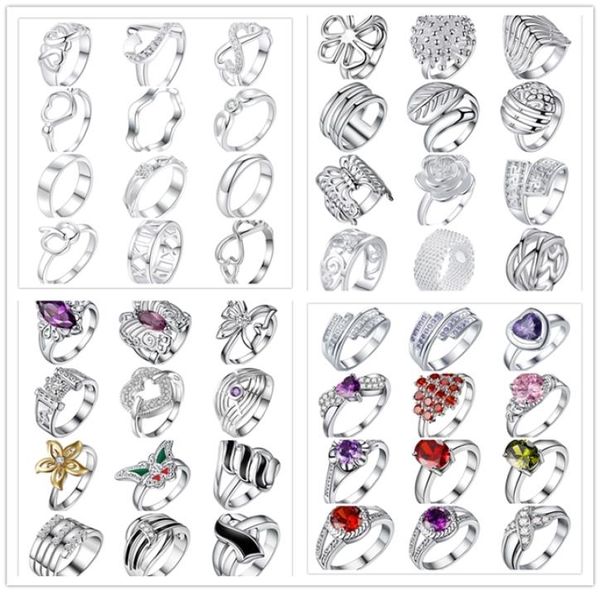 48pcslot mixed style 925 sterling silver plated finger ring with zircon fashion cute party gift jewelry for women mixed size wjl19911238, Golden;silver
48pcslot mixed style 925 sterling silver plated finger ring with zircon fashion cute party gift jewelry for women mixed size wjl19911238, Golden;silver