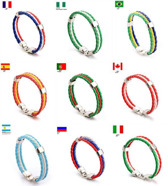 world cup football soccer team leather bracelet with national flag stripe charms handmade braided wristband fans gift7686130, Golden;silver
world cup football soccer team leather bracelet with national flag stripe charms handmade braided wristband fans gift7686130, Golden;silver