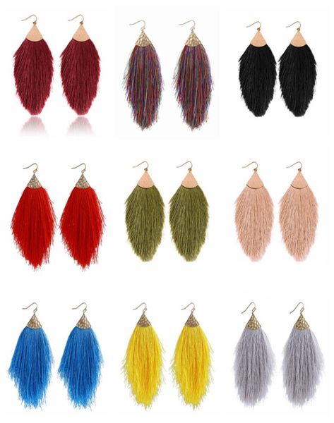 

2021 vintage ethnic tassel earrings bohemia drop dangle long rope fringe cotton earring for women gold plated fashion jewelry gift5349924, Silver