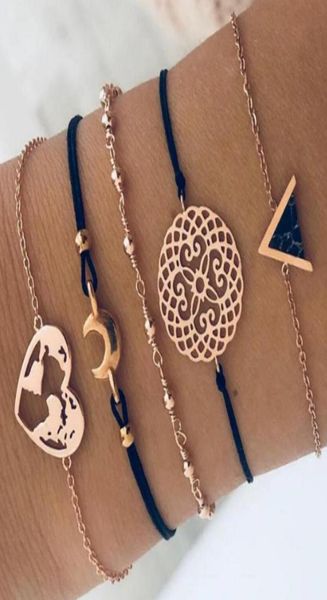 bracelet set rope metal chain moon heart world map round hollowout flower triangle charm black glass setting gold color plated6822815, Golden;silver
bracelet set rope metal chain moon heart world map round hollowout flower triangle charm black glass setting gold color plated6822815, Golden;silver