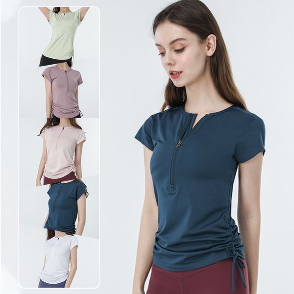 european and american half zipper sports short sleeve womens tight drawstring running workout quick-drying t-shirt thin yoga wear summer
european and american half zipper sports short sleeve womens tight drawstring running workout quick-drying t-shirt thin yoga wear summer