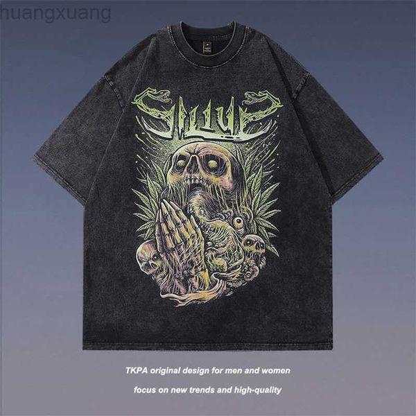 tkpa american street vintage gothic skull print short sleeve t-shirt men's hip hop half sleeve tee, White;black
tkpa american street vintage gothic skull print short sleeve t-shirt men's hip hop half sleeve tee, White;black