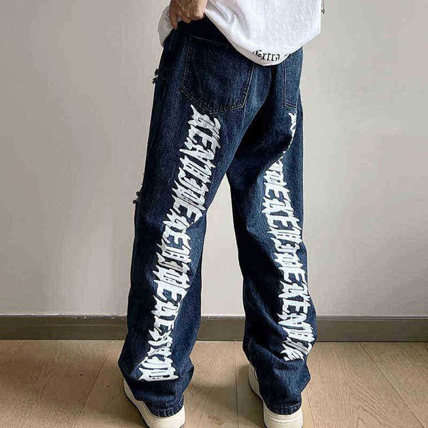 retro ripped hole back letter straight mens jeans pants vibe style high street casual denim trousers oversized couple jean t220803, Blue
retro ripped hole back letter straight mens jeans pants vibe style high street casual denim trousers oversized couple jean t220803, Blue