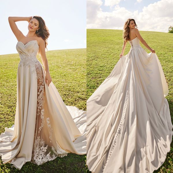 classic wedding dresses side high slit lllusion backless bridal gown with brush train robe de vestido customized size, White
classic wedding dresses side high slit lllusion backless bridal gown with brush train robe de vestido customized size, White